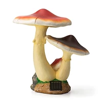Glitzhome® 15.75" Solar Powered Vibrant Mushroom Garden Statue