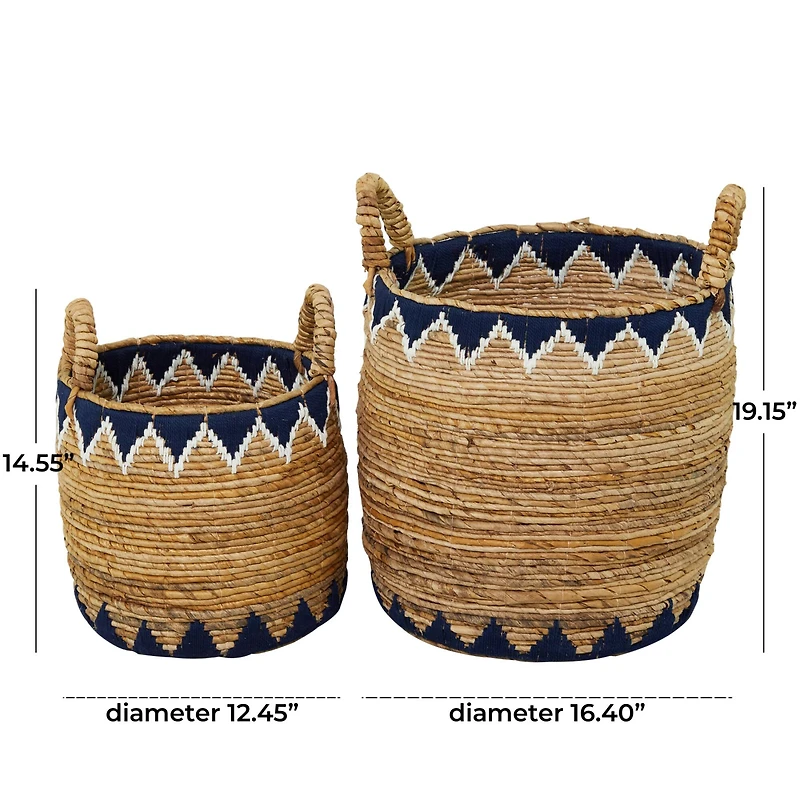 Brown Banana Leaf Bohemian Storage Basket Set