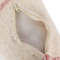 Hello Honey® Natural & Red Grid Pattern Cotton Slub Lumbar Pillow