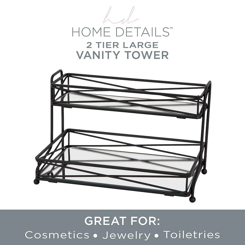 Home Details Matte Black 2-Tier Vanity Tower
