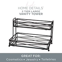 Home Details Matte Black 2-Tier Vanity Tower