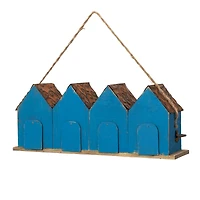 Glitzhome® 17" Retro Blue Distressed Wood Birdhouse with Perch