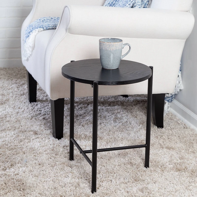 6 Pack: Honey Can Do 18" Black Round Side Table with T-Pattern Base