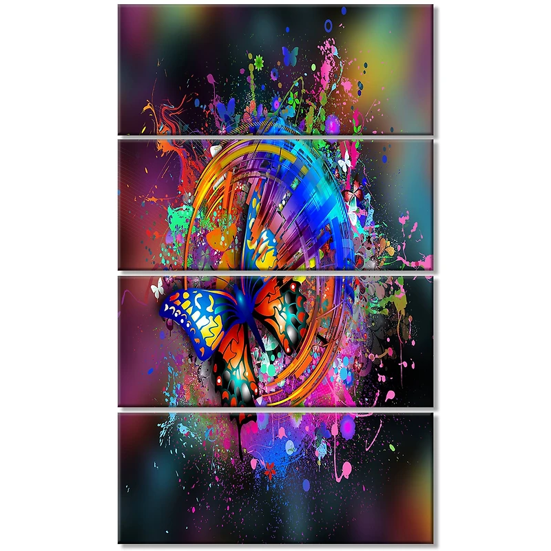 Designart - Butterfly over Abstract Background