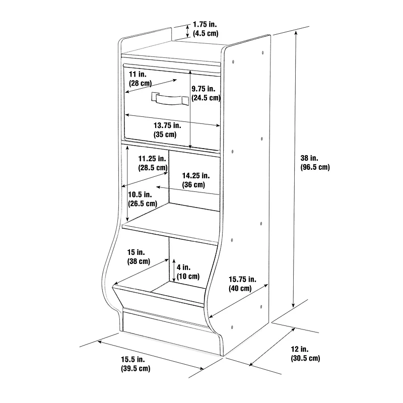 Badger Basket Woodgrain Gray Upright Storage Nook With Reversible Basket