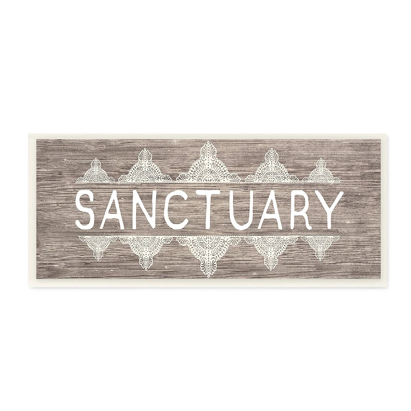 Stupell Industries Rustic Sanctuary Text with Paisley Country Pattern, 7" x 17"