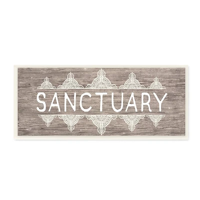 Stupell Industries Rustic Sanctuary Text with Paisley Country Pattern, 7" x 17"