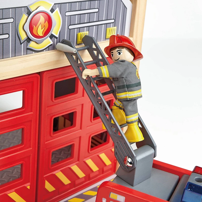 Hape Wood Fire Truck Playset