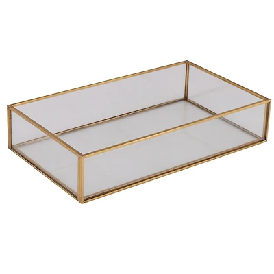 Home Details 9.5" Gold Vintage Glass Keepsake Tray