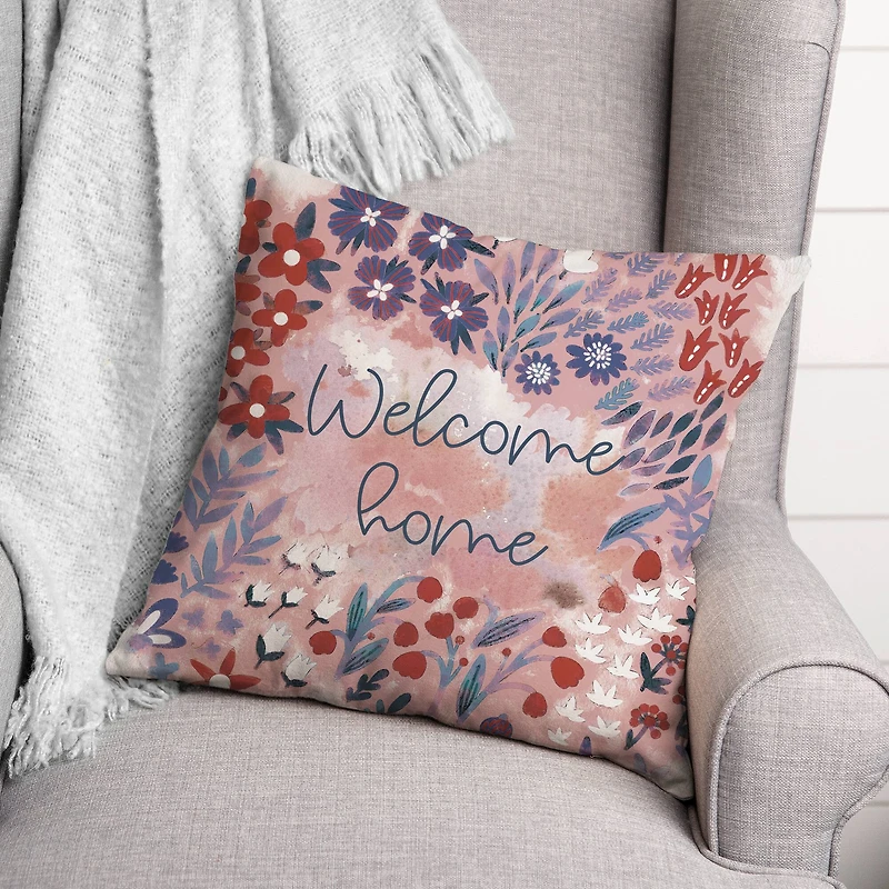 Welcome Home Floral 18" x 18" Throw Pillow