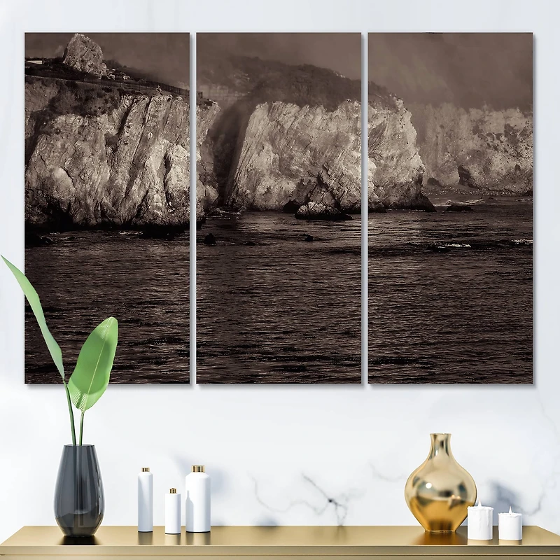 Designart - Gold Cliffs In The Fog