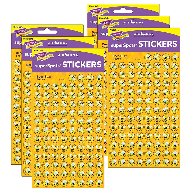 Trend Enterprises® superSpots® Bees Buzz Stickers, 6 Packs of 800ct.