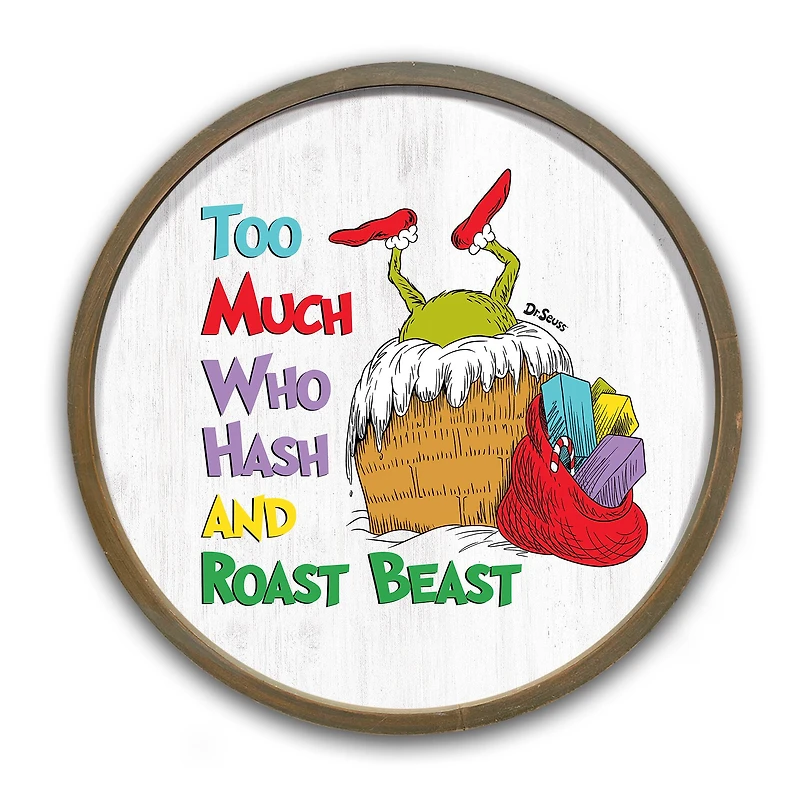 20" The Grinch Too Much Hash Round Framed Print