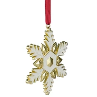 3.5" Gold Brass-Plated Snowflake with European Crystals Ornament