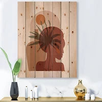 Designart - Abstract Tropical Palm Leaf & Pretty Girl Portrait