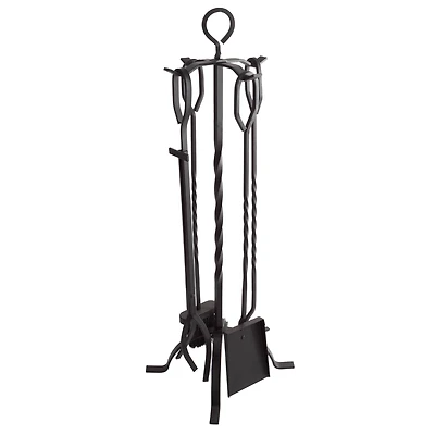 Hastings Home Black Fireplace Tool Set & Stand