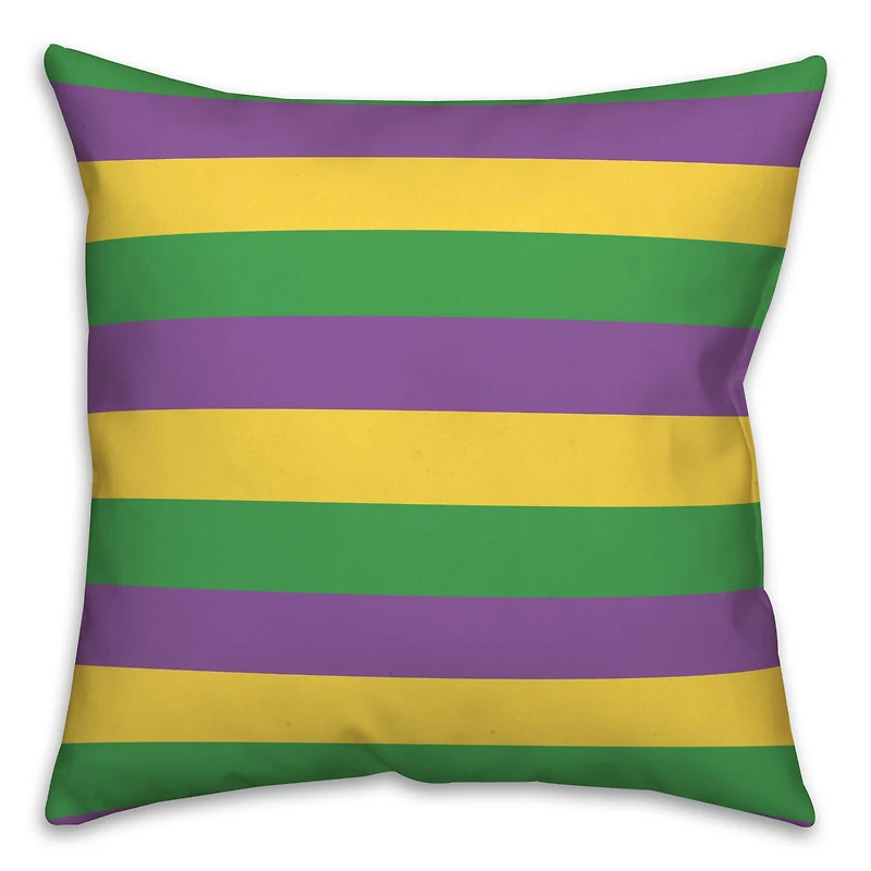 Mardi Gras Stripes Throw Pillow