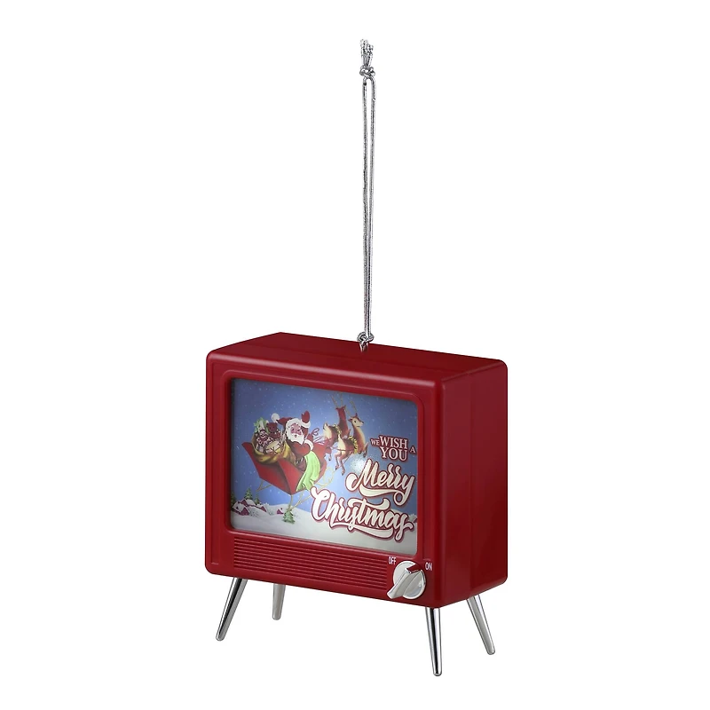 Red Plastic Musical LED TV Ornament