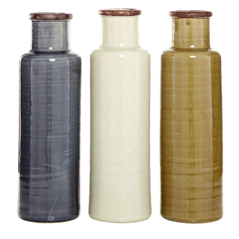 Brown Ceramic Farmhouse Vase Set