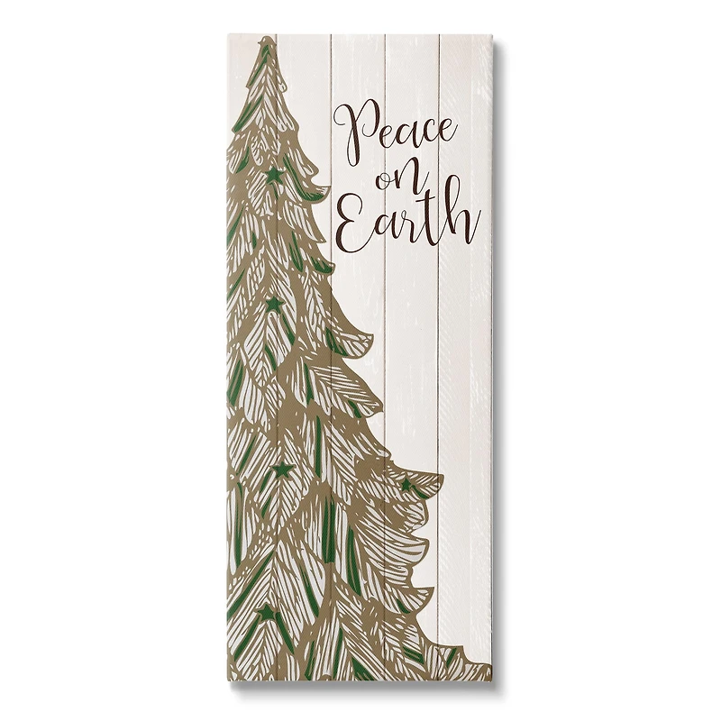 Stupell Industries Peace On Earth Tree Phrase Canvas Wall Art