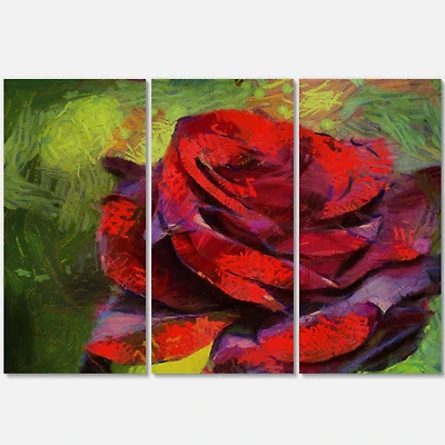 Designart - Red Rose on Green