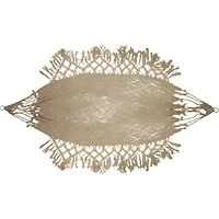 78" x 31" Natural Brown Macramé Hammock with Patterned Tassels