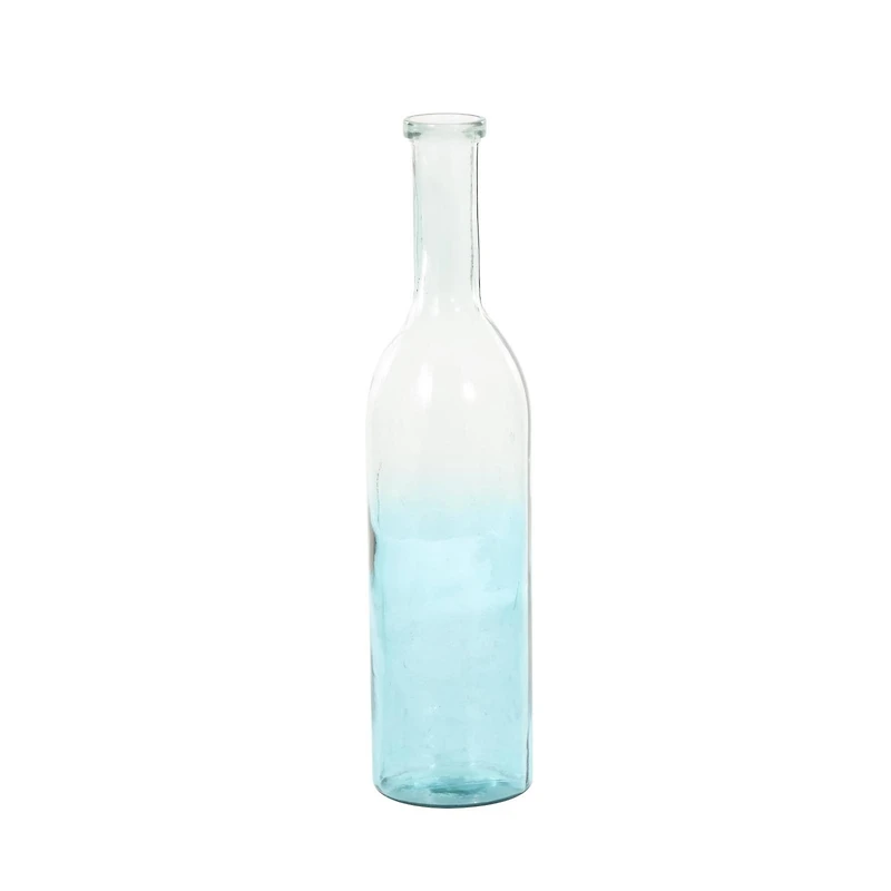 Teal Recycled Glass Handmade Tall Ombre Floor Vase