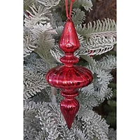Wizardi 9.4" Red Twisted Spire Christmas Glass Ornament