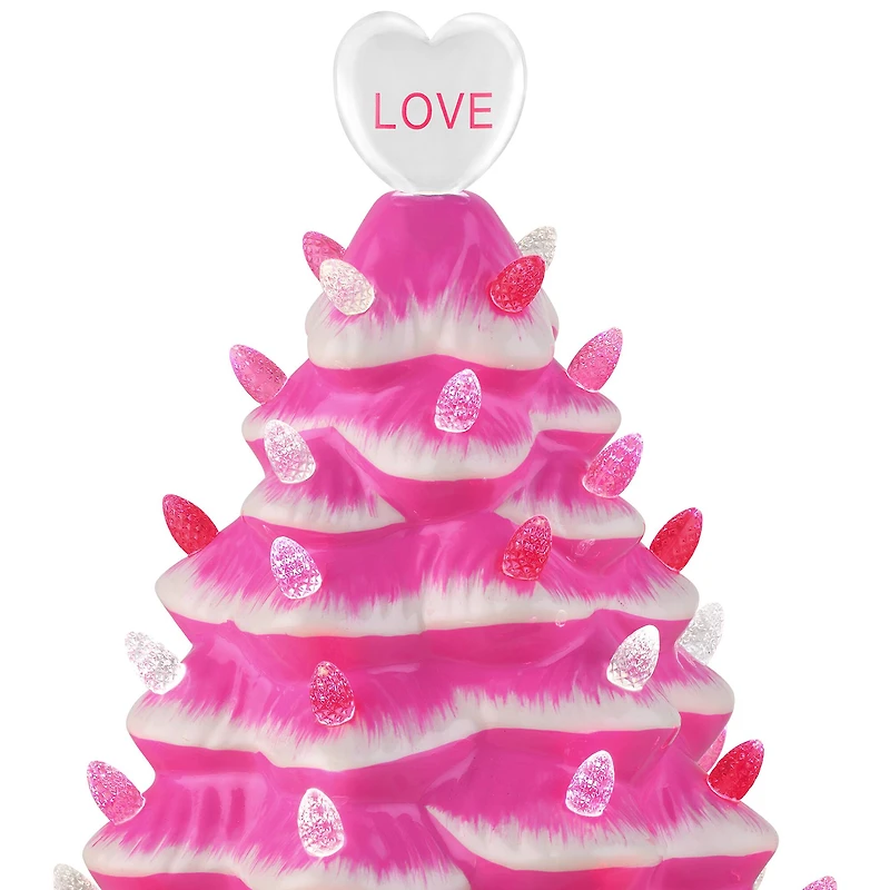 10" Hot Pink Miss Valentine Ceramic Tree