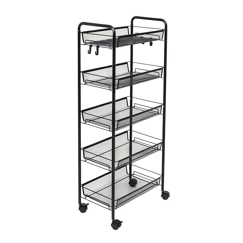 Honey Can Do Black 5-Tier Rolling Storage Cart