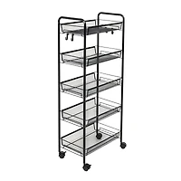 Honey Can Do Black 5-Tier Rolling Storage Cart