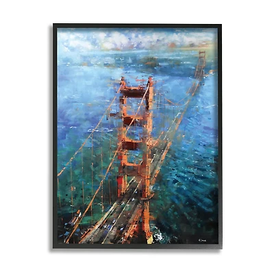 Stupell Industries Golden Gate Bridge Contemporary Abstract Wall Art in Frame