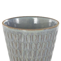 Blue Geometric Oval Patterned Ceramic Planter Set