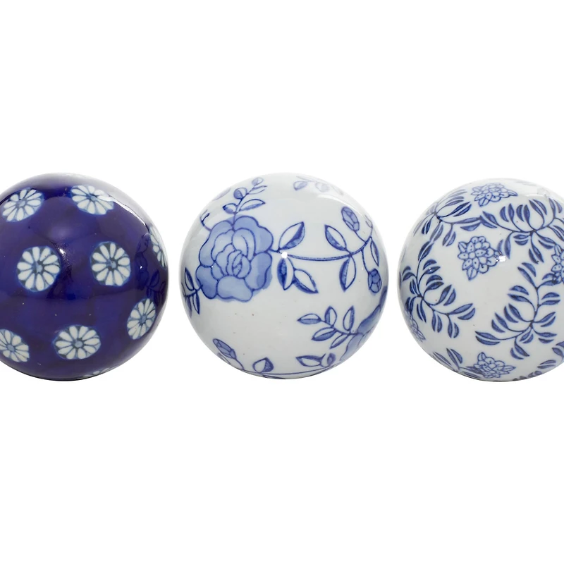 3" & White Patterned Ceramic Vase Filler Orb Set