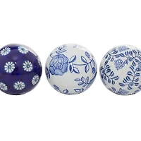3" & White Patterned Ceramic Vase Filler Orb Set