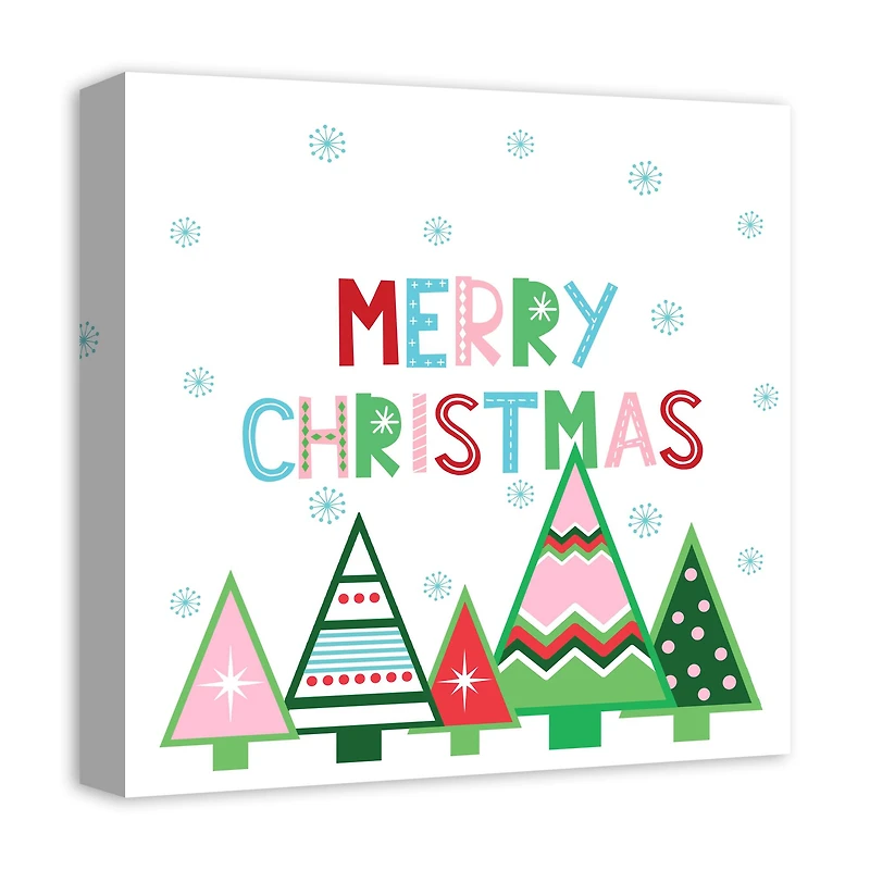 Merry Christmas Trees Canvas Wall Art