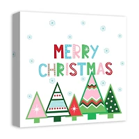 Merry Christmas Trees Canvas Wall Art