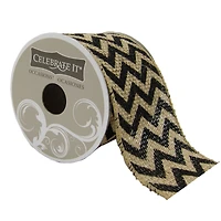 12 Pack: 2.5" Burlap Wired Chevron Ribbon by Celebrate It® Occasions™