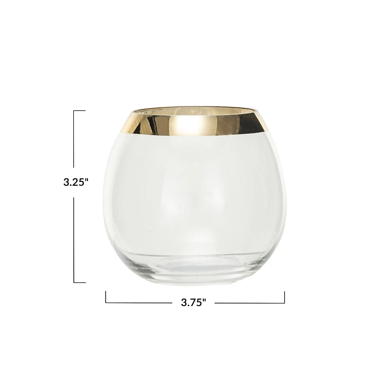 Hello Honey® 10oz. Clear Stemless Drinking Glass with Gold Electroplated Rim