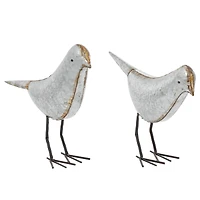 Gray Metal Farmhouse Bird Sculpture Set
