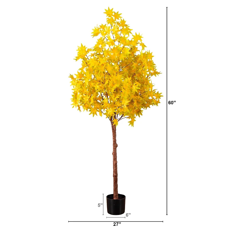 5ft. Pre-Lit Yellow Autumn Maple Artificial Fall Tree with 250 Warm White LED Lights