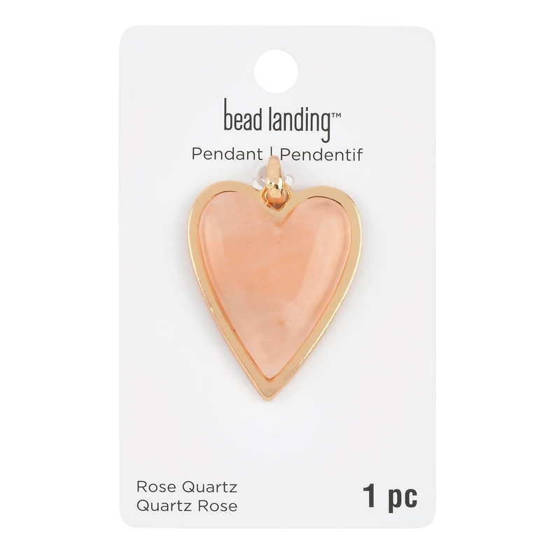 Gold & Rose Quartz Heart Pendant by Bead Landing™
