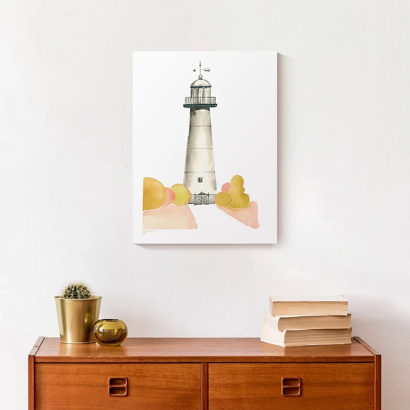 Lighthouse At Dusk 12" x 16" Canvas Wall Art