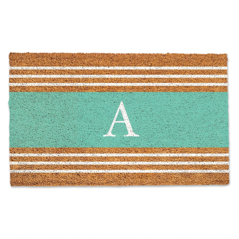 Teal Monogram Stripe Doormat