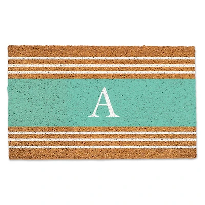 Teal Monogram Stripe Doormat