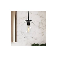 Hello Honey® Robert Stevenson Lighting Marson 15" Clear Glass & Matte Black Metal Ceiling Light