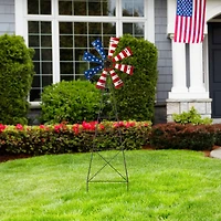 Glitzhome® 41" Stars & Stripes Metal Wind Spinner Yard Stake