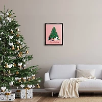 Stupell Industries Merry Christmas Holiday Cats Framed Floater Canvas Wall Art