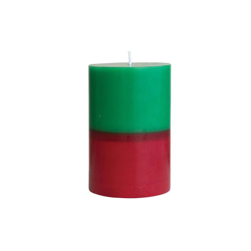 Hello Honey® 6" Green & Red Unscented Pillar Candle