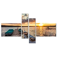 Designart - Boats and Jetty under Dramatic Sky